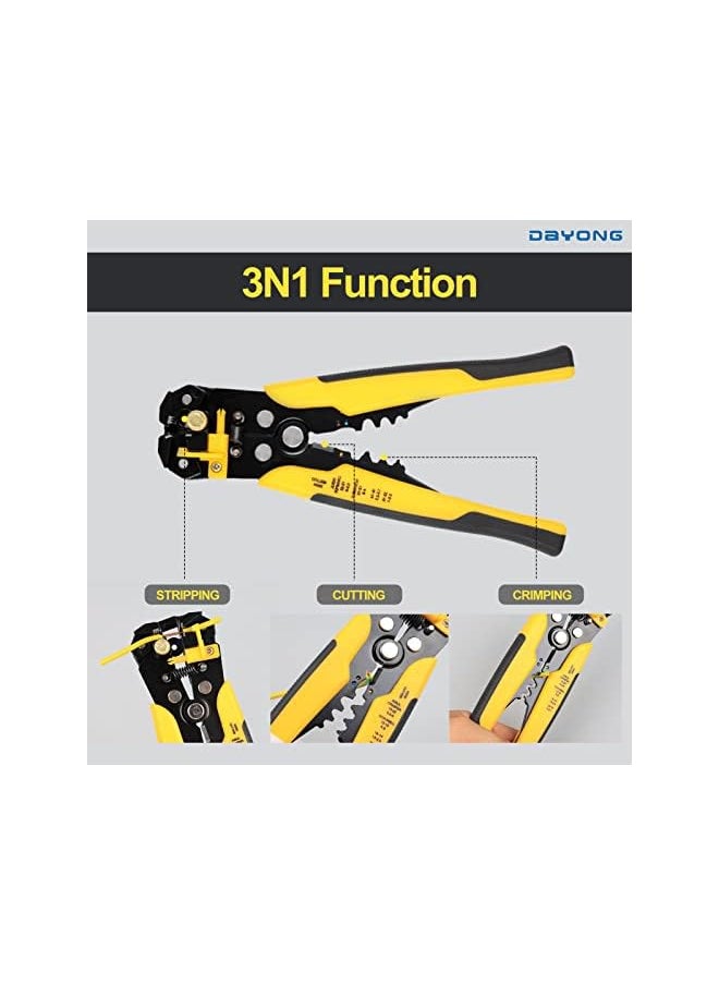 DAYONG DAYONG 8" 3-in-1 Multifunction Self-Adjusting Wire Stripper, AWG 10-24 (0.2~6.0mm²) Cable Cutter, Automatic Insulation Stripping, Cutting & Crimping Pliers Tool for Electrical Work  - Image 5