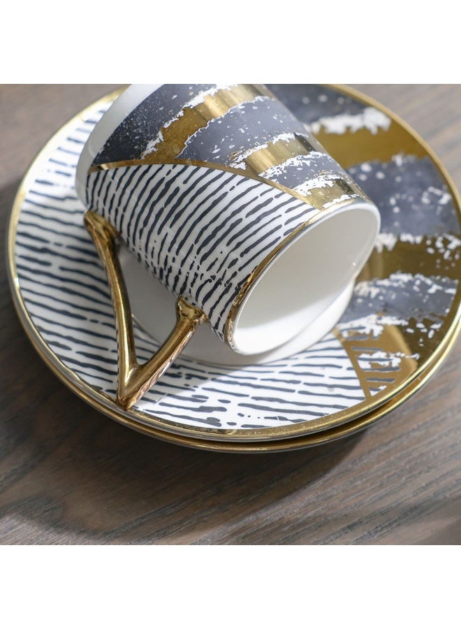 Majestic Majestic Phoe 12 Piece New Bone China Coffee Cup Set Elegant Durable Coffee Cups Perfect for Coffee Tea Special Occasions and Gifting Stylish Set for Home Use Black/Gold 90 ml Serve 6 - Image 3