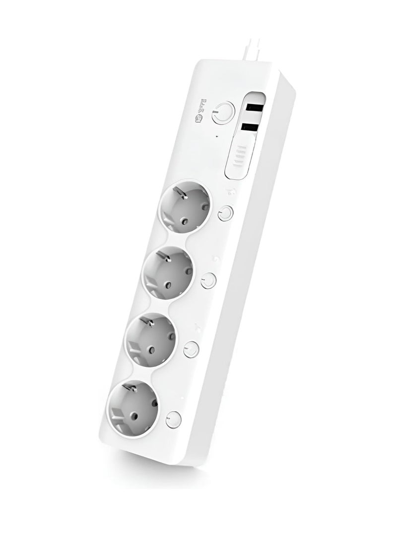 Smart power strip with Wi-Fi support, 4 EU outlets + 2 USB ports, 220V, 60Hz, phone and voice control, overload protection - white. - Image 1