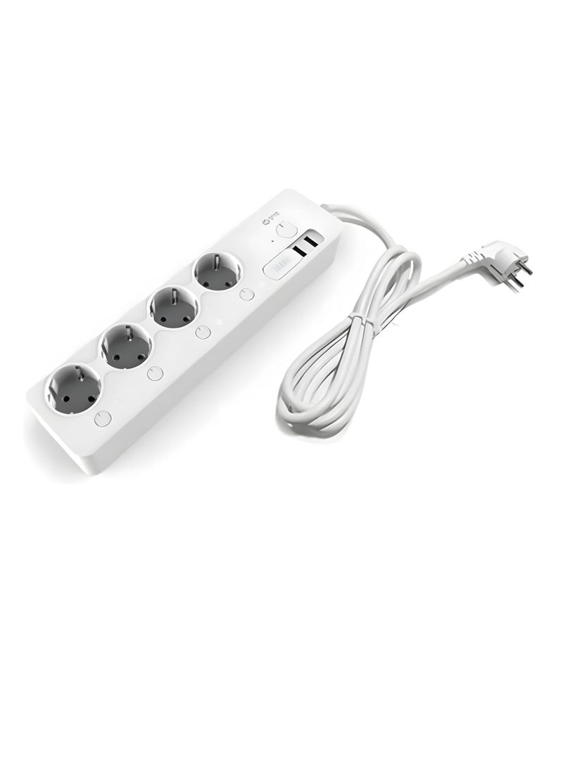 Smart power strip with Wi-Fi support, 4 EU outlets + 2 USB ports, 220V, 60Hz, phone and voice control, overload protection - white. - Image 2