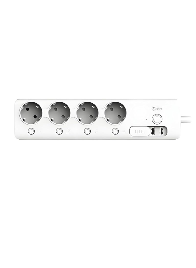 Smart power strip with Wi-Fi support, 4 EU outlets + 2 USB ports, 220V, 60Hz, phone and voice control, overload protection - white. - Image 3