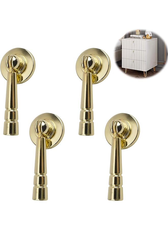The Bros Gold Kitchen Drawer Knob,4pcs Brushed Gold Tear Drop Dresser Door Knobs Golden Bamboo Pull Single Hole Handle with Mounting Screws for Wardrobe Cupboard Closets - Image 1