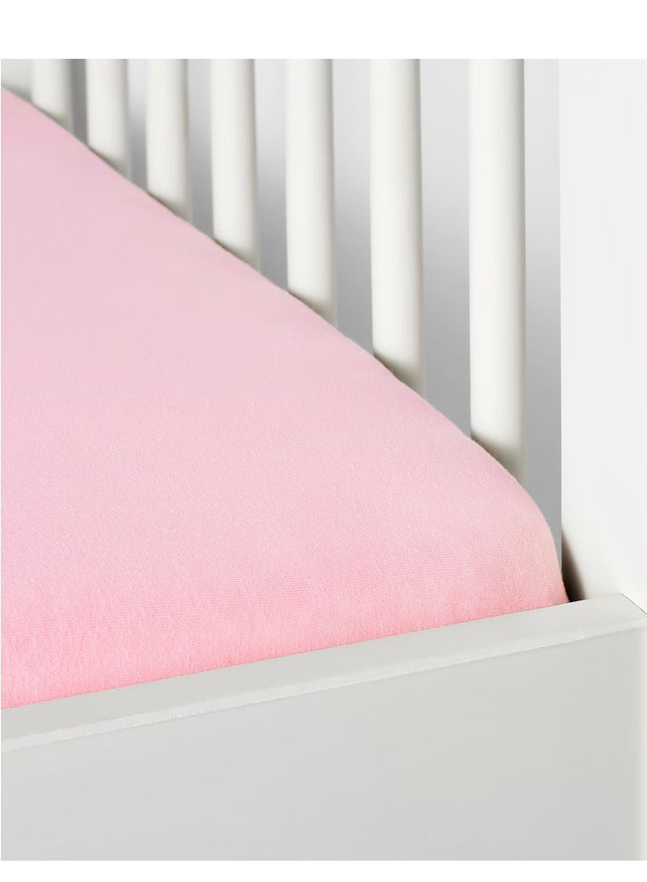 EVER SHINE Fitted sheet for cot, white/pink 60x120 cm - Image 3