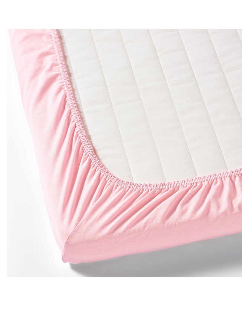EVER SHINE Fitted sheet for cot, white/pink 60x120 cm - Image 1