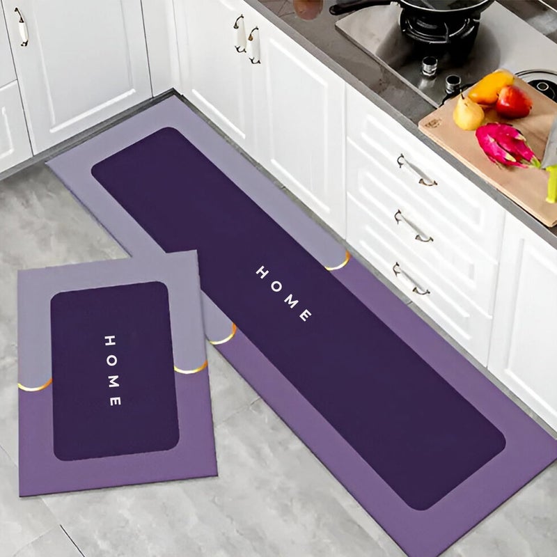 MAXOSHINE Kitchen Mats for Floor Anti Slip Waterproof Feet Comfort Kitchen Runner Floor Mat Standing Desk Mat Floor Mats for Kitchen Purple Set of 2 - Image 1