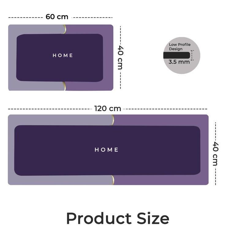 MAXOSHINE Kitchen Mats for Floor Anti Slip Waterproof Feet Comfort Kitchen Runner Floor Mat Standing Desk Mat Floor Mats for Kitchen Purple Set of 2 - Image 2