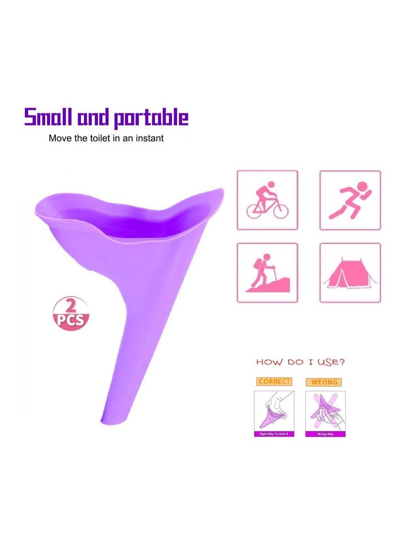 Reusable Portable Emergency Women Urinal Funnel Female Silicone Urination Device 2 Pcs - Image 2
