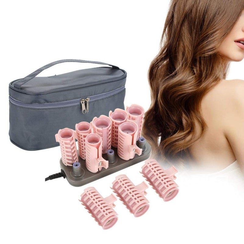 woobles 10-Pack Hair Roller Sets, Instant Heat Hot Rollers, Salon Hair Dressing Curlers, Hair Styling Tool for Women Travel Bag, Pink - Image 2