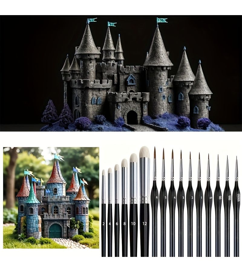 16pcs Miniature Paint Set with Detail Brushes for Model Building Figurines Hobbyists - Image 4