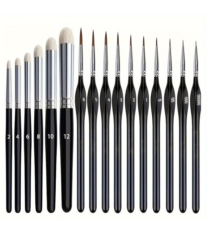 16pcs Miniature Paint Set with Detail Brushes for Model Building Figurines Hobbyists - Image 1