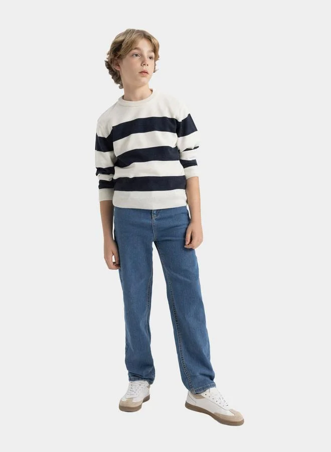 DeFacto DeFacto Regular Fit Crew Neck Striped Knit Sweater