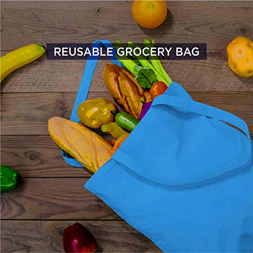 Lify Cotton Canvas Tote Unisex Shopping Bags Shopping Bag for Crafts, Heavy Duty, Washable, Eco-Friendly Canvas Multipurpose Grocery Bag Reusable Grocery Bag - Red 3 Piece, Blue 3 Piece x (Pack of 6) - Image 3