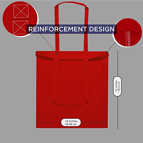 Lify Cotton Canvas Tote Unisex Shopping Bags Shopping Bag for Crafts, Heavy Duty, Washable, Eco-Friendly Canvas Multipurpose Grocery Bag Reusable Grocery Bag - Red 3 Piece, Blue 3 Piece x (Pack of 6) - Image 2