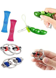 ZCOINS 6 Pieces Silent Fidget Toys Flippy Chain, Pea Pod and Marble Fidget Stress Toy for Fidgeting Adults and Teens