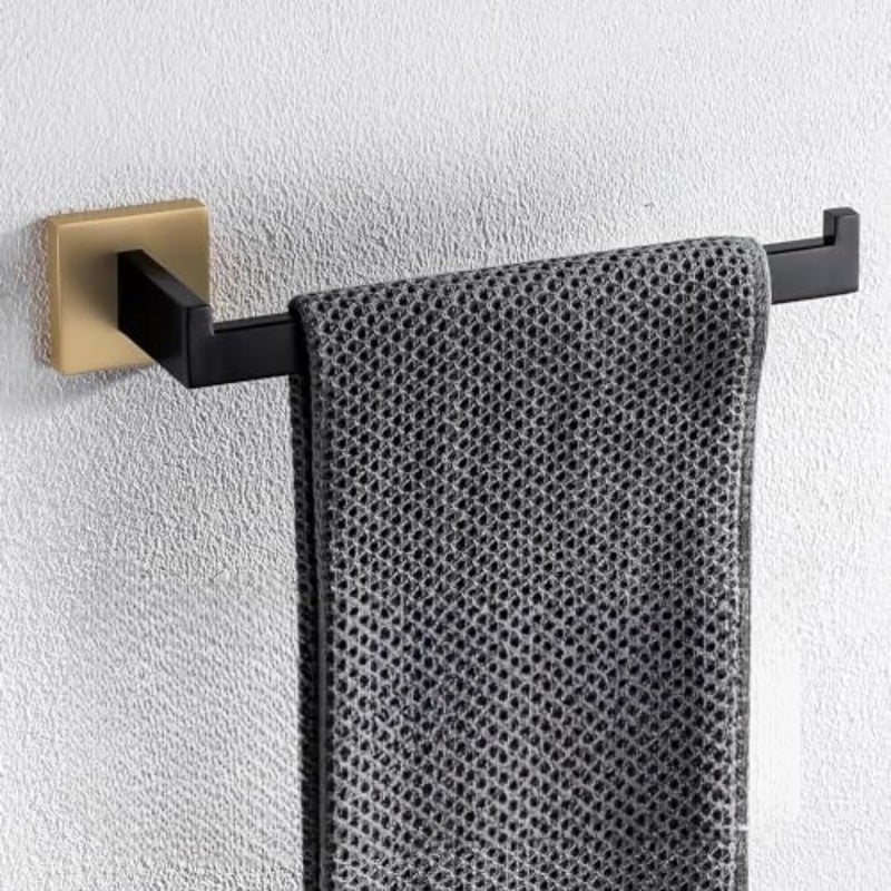 LUXIUR Towel Hanger for Wash Basin, Bathroom and Kitchen Sink Stand, 304 Grade Stainless Steel Towel Ring, Napkin Holder, Gold Black - Image 1