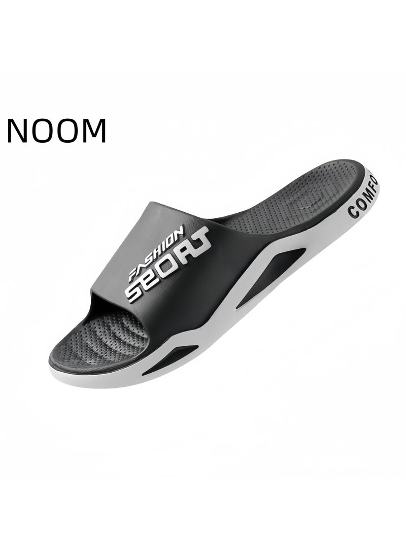 NOOM Men's Slippers Thick Sole Non-slip Slip On Fashion Outdoor Beach Slippers Black  - Image 1