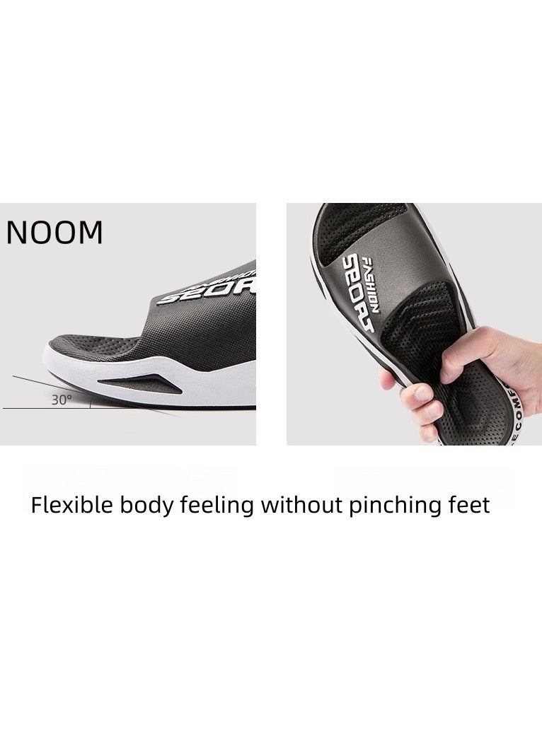 NOOM Men's Slippers Thick Sole Non-slip Slip On Fashion Outdoor Beach Slippers Black  - Image 4