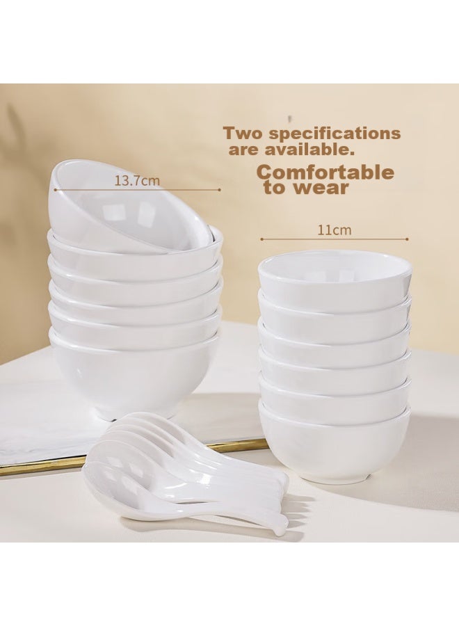 GRASEY Guangyi Commercial Melamine Soup Bowl Rice Bowl White 11cm Fast Food Canteen Serving Bowl 6-pack Gy8891 - Image 3