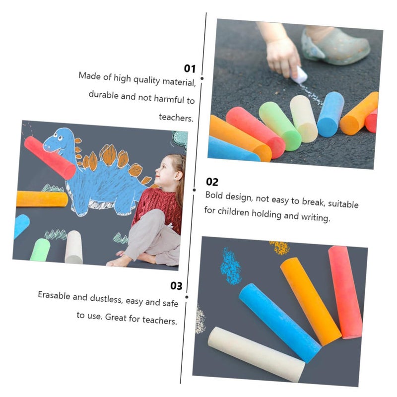 Jumbo Dust Chalk 20 Pack Non Toxic Washable Safe for Kids Blackboard Chalk Markers - Image 3