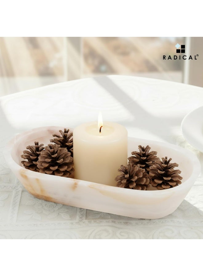 راديكالن وعاء عجين من الرخام الأبيض العقيقي | وعاء مزخرف يدويًا للمفتاح والفواكه، مقاس ١٠ بوصات، مناسب لتناول الطعام والمدخل - Image 2