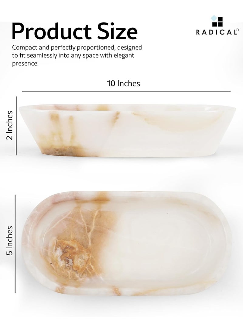 راديكالن وعاء عجين من الرخام الأبيض العقيقي | وعاء مزخرف يدويًا للمفتاح والفواكه، مقاس ١٠ بوصات، مناسب لتناول الطعام والمدخل - Image 3