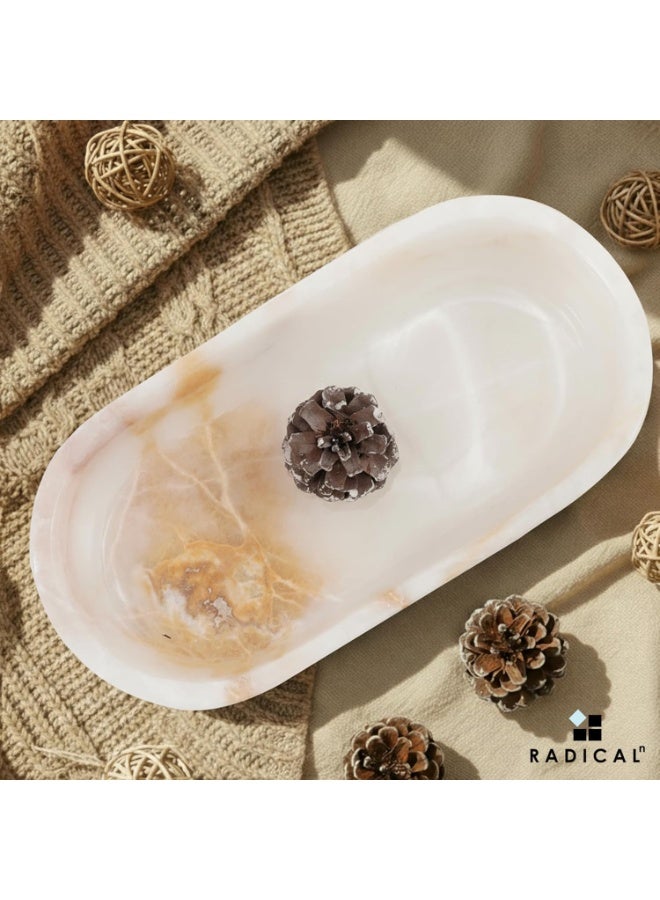 راديكالن وعاء عجين من الرخام الأبيض العقيقي | وعاء مزخرف يدويًا للمفتاح والفواكه، مقاس ١٠ بوصات، مناسب لتناول الطعام والمدخل - Image 5