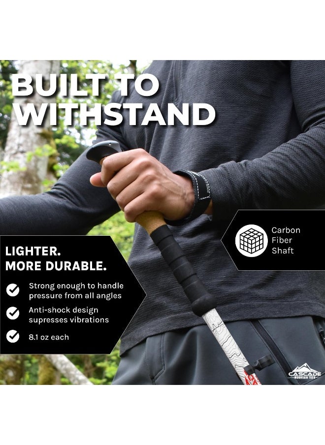 Cascade Mountain Tech Cascade Mountain Tech Trekking Poles - Carbon Fiber Walking or Hiking Sticks with Quick Adjustable Locks  - Image 4