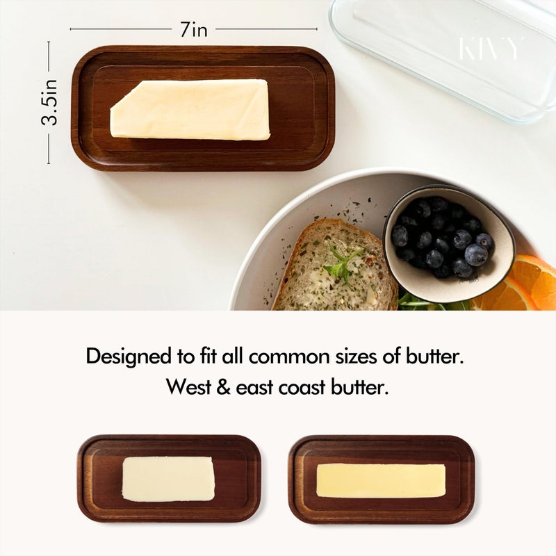 KIVY Glass butter dish with airtight lid that keeps butter soft - For countertop and refrigerator door shelf - Butter tray fridge - Butter holder for counter - Covered butter dishes with lid - Image 3
