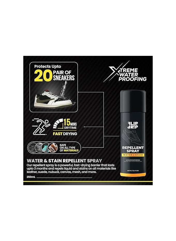 Flip - Water & Stain Repellent Spray,Waterproof Protector Spray For Leather, Nubuck, Suede, Canvas, Velvet & Caps - Shoes,Caps & Hats - Sneaker Care, Cap - Hat Care 250 ML - Image 1