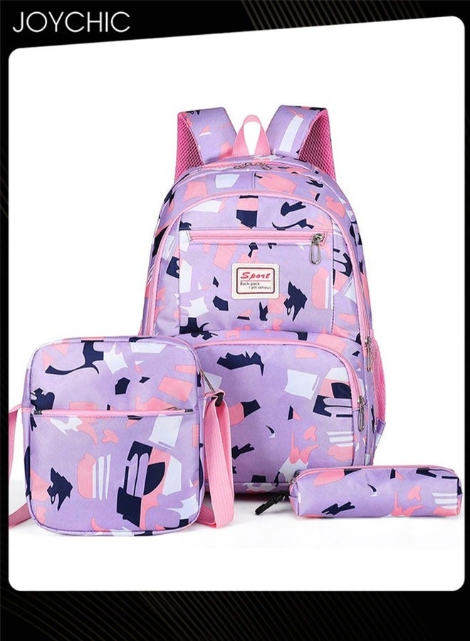 Joychic 3-Piece Nylon Water Resistant Travel Daypack Brief Durable Large Capacity School Backpack Set with Front Pocket for Middle High Students - Image 1