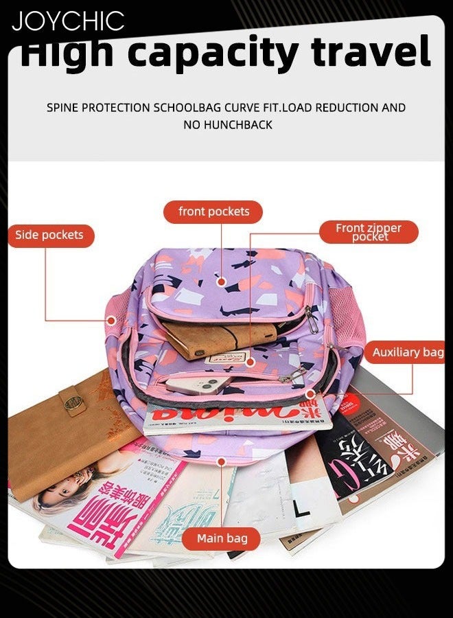 Joychic 3-Piece Nylon Water Resistant Travel Daypack Brief Durable Large Capacity School Backpack Set with Front Pocket for Middle High Students - Image 4