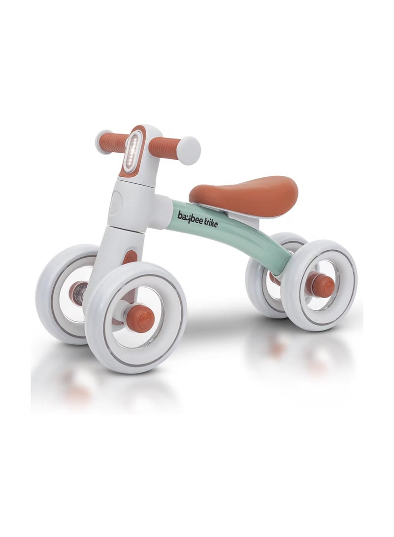 BAYBEE Baby Balance Bike Kids Bicycle for 1-3 Years 4 Wheels Toddlers Bike Ride on Toys with Widened EVA Wheels No Pedal Mini Bike for Boys Girls First Birthday Gifts Indoor Outdoor (Green) - Image 1
