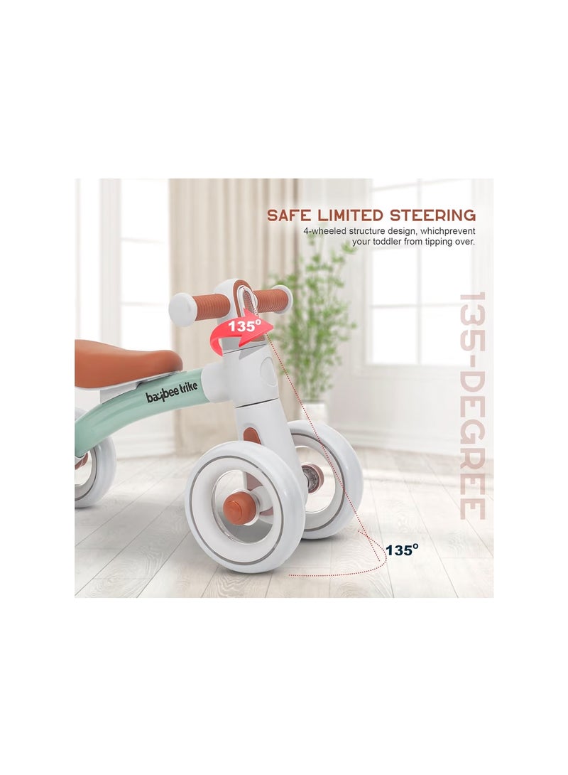 BAYBEE Baby Balance Bike Kids Bicycle for 1-3 Years 4 Wheels Toddlers Bike Ride on Toys with Widened EVA Wheels No Pedal Mini Bike for Boys Girls First Birthday Gifts Indoor Outdoor (Green) - Image 4