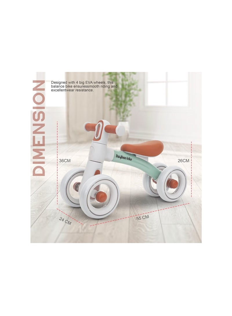 BAYBEE Baby Balance Bike Kids Bicycle for 1-3 Years 4 Wheels Toddlers Bike Ride on Toys with Widened EVA Wheels No Pedal Mini Bike for Boys Girls First Birthday Gifts Indoor Outdoor (Green) - Image 3