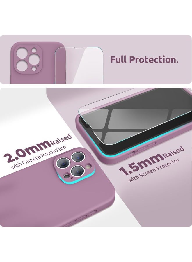 SURPHY Compatible with iPhone 13 Pro Max Case with Screen Protector, (Camera Protection + Soft Microfiber Lining) Liquid Silicone Phone Case 6.7 inch 2021, Lilac Purple - Image 3