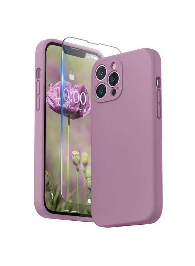 SURPHY Compatible with iPhone 13 Pro Max Case with Screen Protector, (Camera Protection + Soft Microfiber Lining) Liquid Silicone Phone Case 6.7 inch 2021, Lilac Purple - Image 1