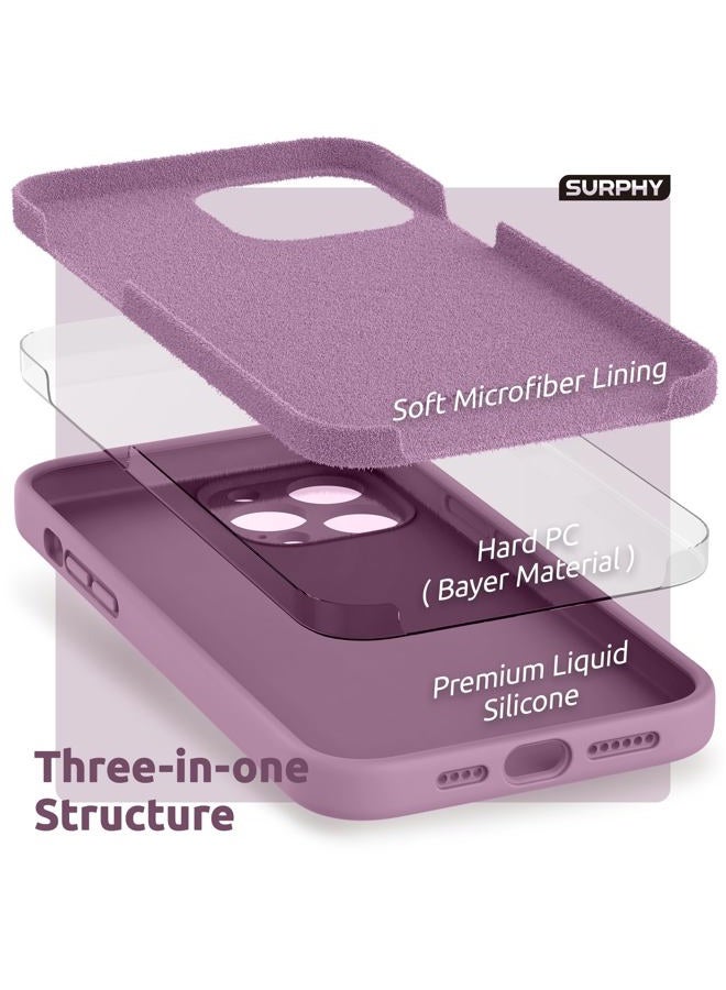 SURPHY Compatible with iPhone 13 Pro Max Case with Screen Protector, (Camera Protection + Soft Microfiber Lining) Liquid Silicone Phone Case 6.7 inch 2021, Lilac Purple - Image 5