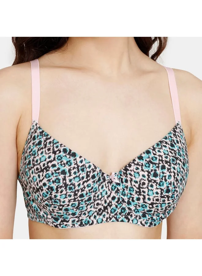 zivame Zivame All-Over Print Padded Wired Bra with Hook and Eye Closure