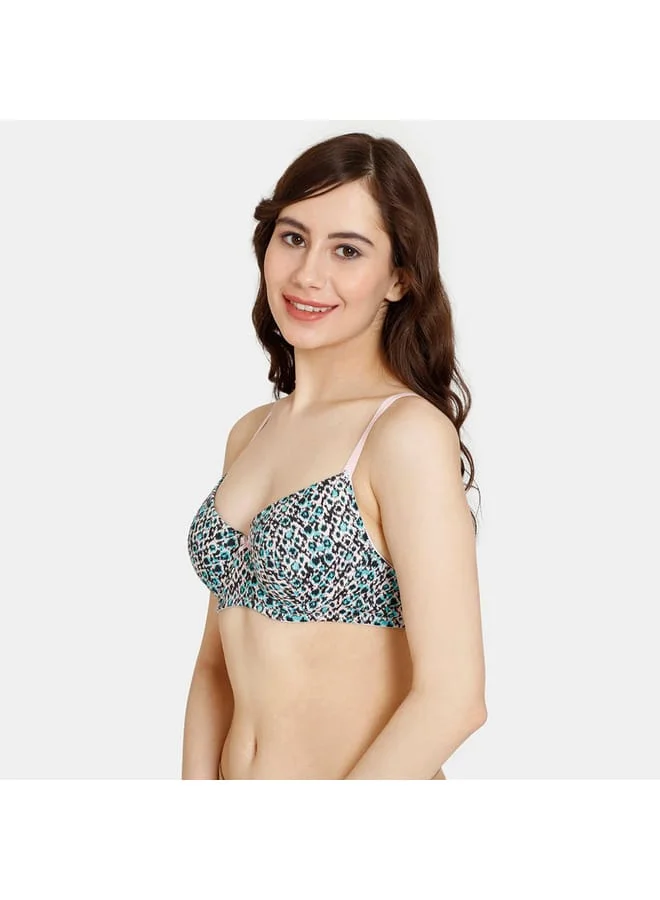 zivame Zivame All-Over Print Padded Wired Bra with Hook and Eye Closure