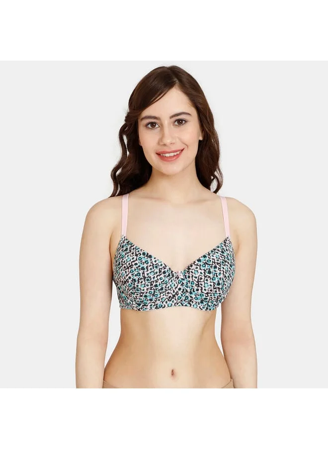 زيفامي Zivame All-Over Print Padded Wired Bra with Hook and Eye Closure