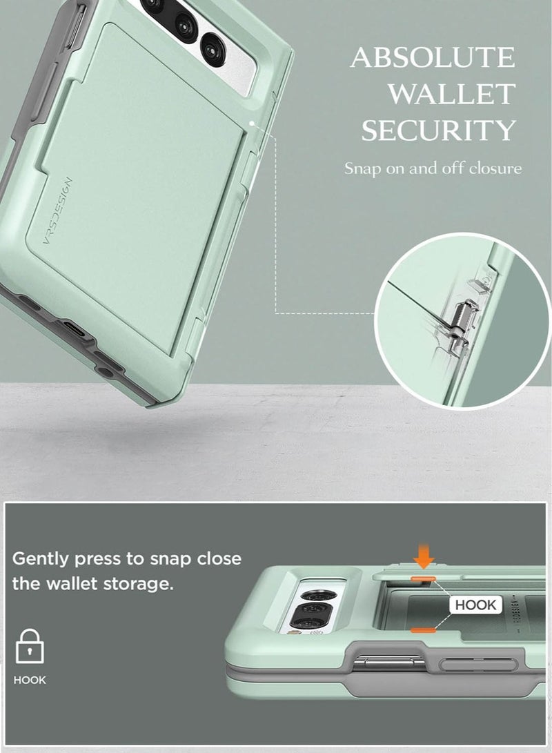 VRS Design Terra Guard Modern Go Google Pixel Fold Case Cover Wallet with Hinge Protection & 2 Card Storage - Marine Green - Image 4