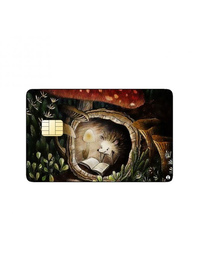RKN PRINTED BANK CARD STICKER Cute Hedgehog Drawing Reading Book - Image 2
