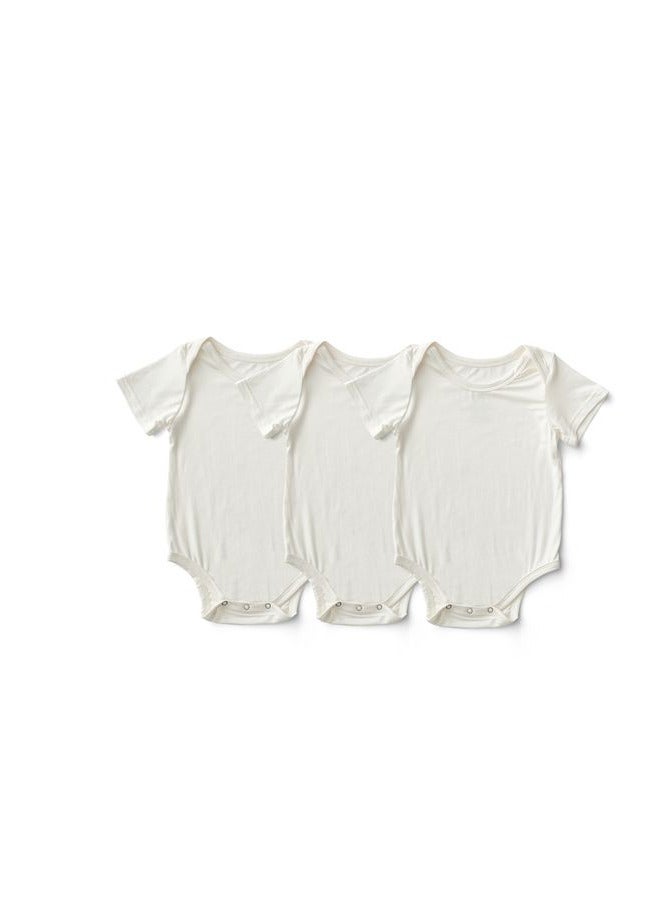 Anvi Baby Set of 3 Organic Bamboo Spandex Bodysuit- Gift set 3-6m White  - Image 1