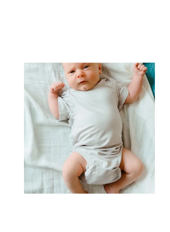 انفي بيبي طقم بودي سوت من الخيزران العضوي والسباندكس،  قطع، - أشهر، أبيض