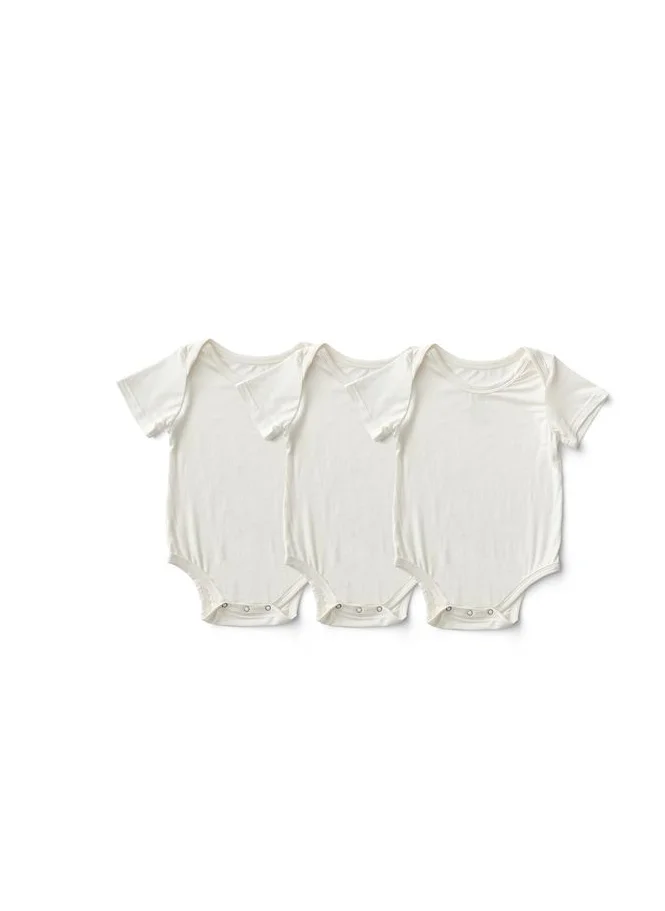 Anvi Baby Set of 3 Organic Bamboo Spandex Bodysuit- Gift set 3-6m White