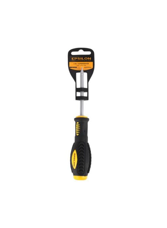 Epsilon 2-in-1 Screwdriver 6mm x 100mm, Double-Ended Reversible Screwdriver Tool, Ergonomic Grip, Anti-Rust Durable Hand Tool for Home, DIY, Electrical & Mechanical Repairs, Black & Yellow - EPST1405 - Image 1