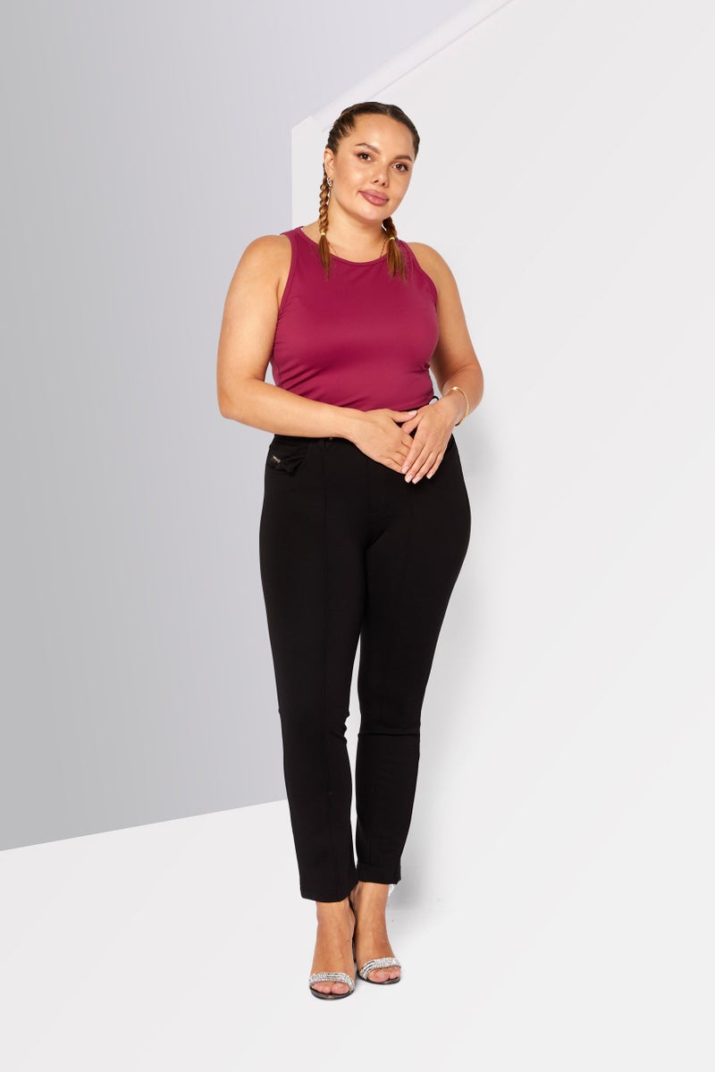 DIESEL Women P-CUPERY Straight Leg Plain Pants, Black - Image 2