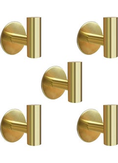 GoldenLike  خطاف حائط عالي التحمل، 5 عبوة من خطافات المناشف المصنوعة من الفولاذ المقاوم للصدأ 304، خطافات معطف الحمام، خطاف سميك مثبت على الحائط، لمطبخ الحمام  - Image 1