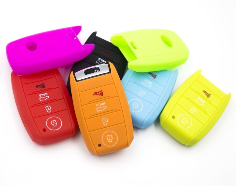 LIGHTKOREA 4 Button Silicone Smart Key Case Cover 1Pcs for Kia Soul Carnival Sedona NIRO Sorento Sportage Rio Forte Optima Cerato Koup (Light Blue)
