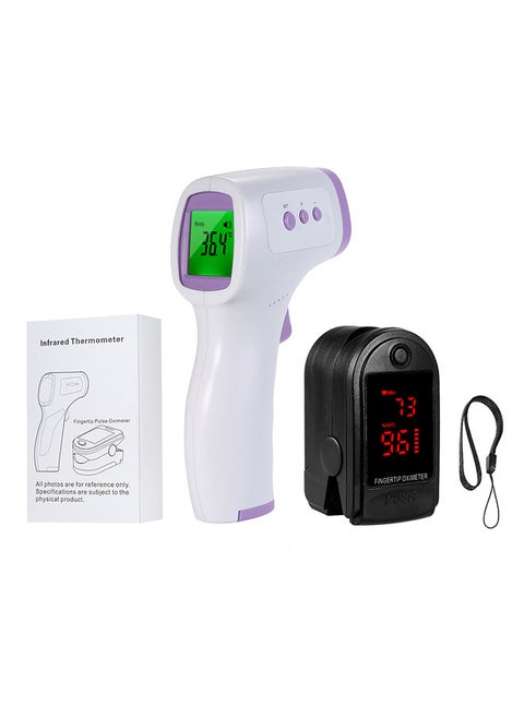 Digital Forehead Thermometer Non-contact Infrared Thermometer and Digital Fingertip Pulse Oximeter SpO2 Blood Oxygen Sensor Saturation PR Pulse Rate Monitor